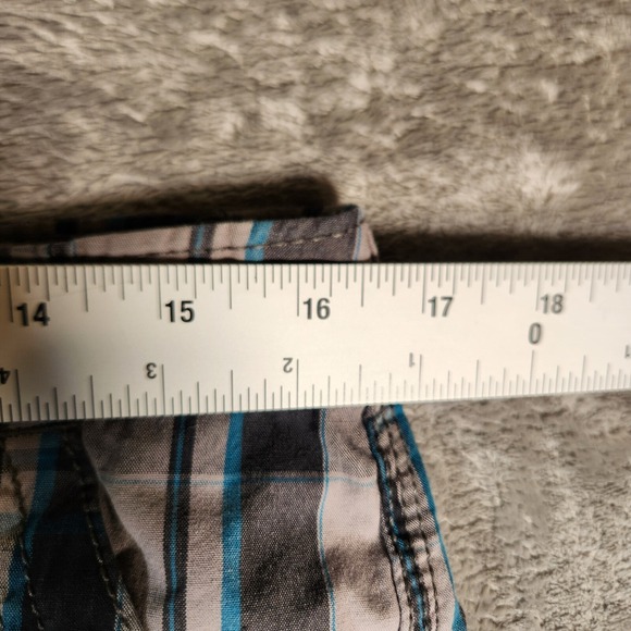 Cargo Shorts Men's 33X11 Blue Plaid Relaxed LEE Dungarees Y2K Skater - Picture 2 of 13